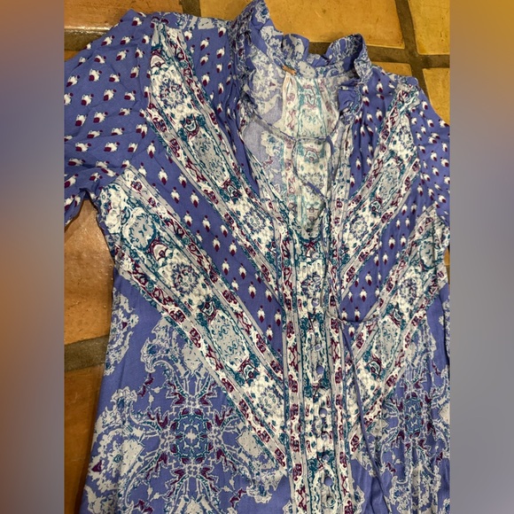 Free People Magic Mystery Tunic shirt with bell sleeves paisley print small - Picture 5 of 12